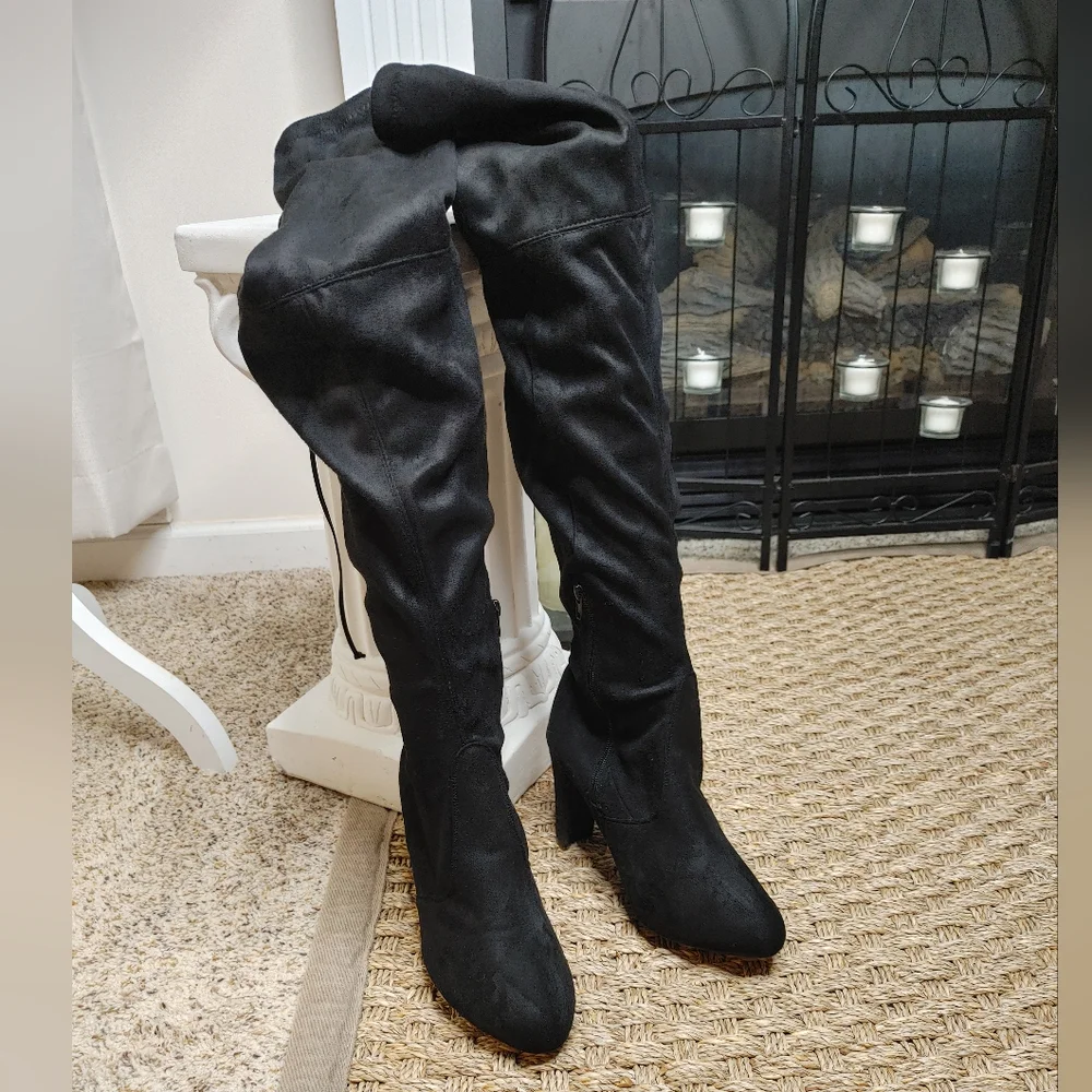 Wild Diva Faux Suede Over The Knee Boot, Black 8M